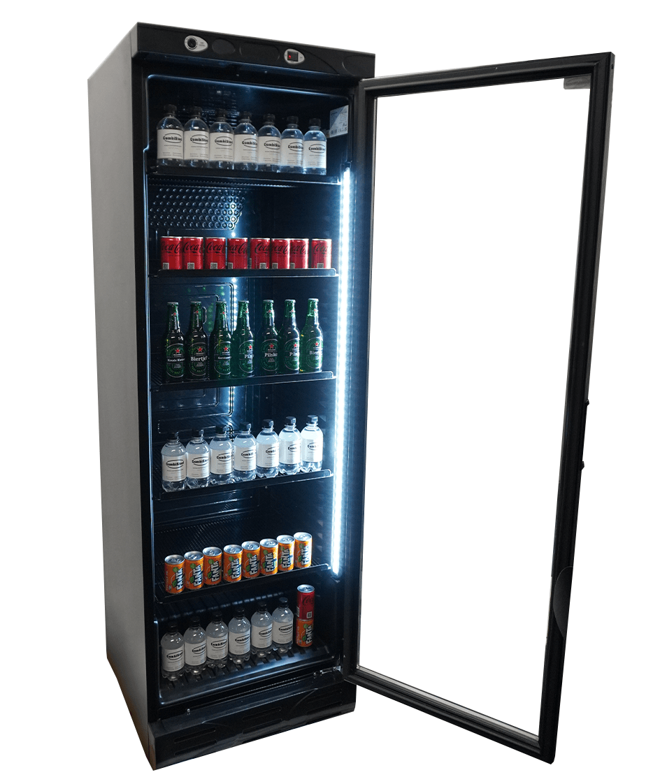 CombiSteel KÜHLSCHRANK 1 GLASTÜR 382L SCHWARZ KEINE CANOPY