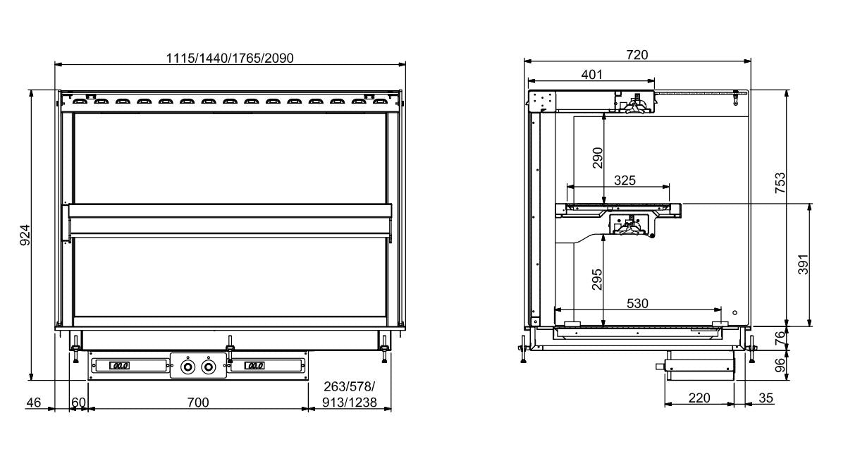 CombiSteel EINBAU WANDMODELL WÄRMEVITRINE KERAMIK ECKIG - SCHWARZ 5/1