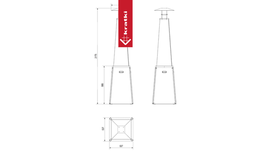 Kratki Gasheizstrahler Umbrella BS Stahl 12kW Set