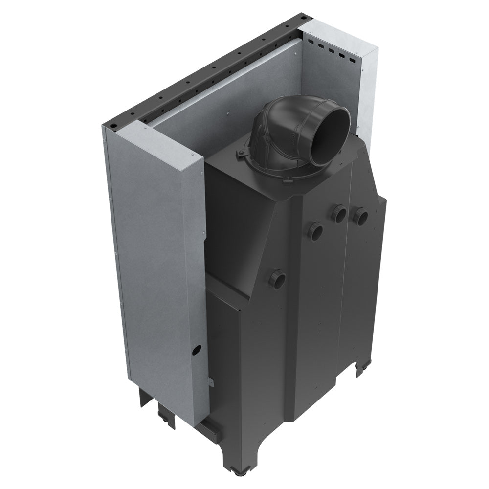Kratki Kamineinsatz aus Stahl KRATKI MBO 15 kW Ø 200 mit Schiebetür schwarz Verkleidung