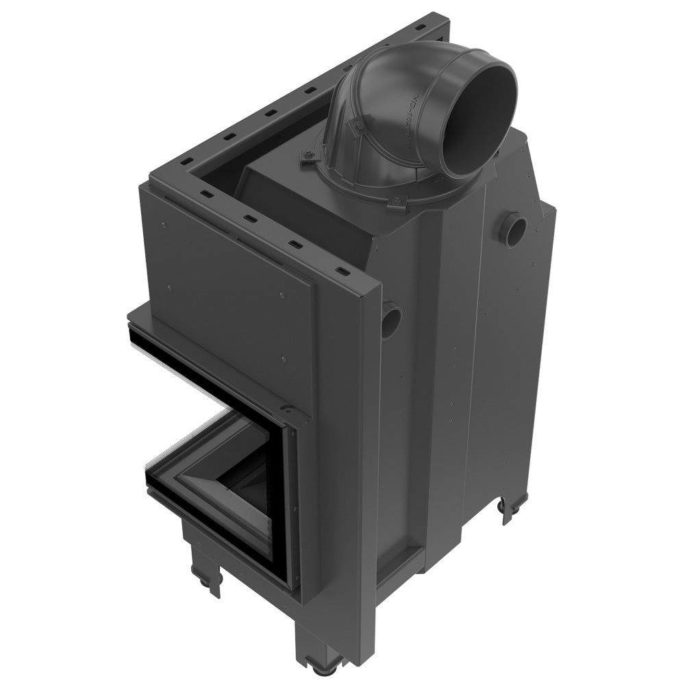 Kratki Kamineinsatz aus Stahl KRATKI MBM rechts 10 kW Ø 200 gebogenes Glas schwarz Verkleidung