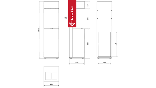 Kratki Gasfeuerstelle Outdoor AQF2 47,1x39,5 11,5 kW Propan-Butan Sierra Gehäuse Satz