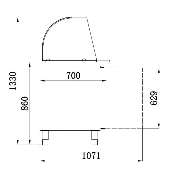 CombiSteel KÜHLTISCH MIT GLAS 3 TÜREN