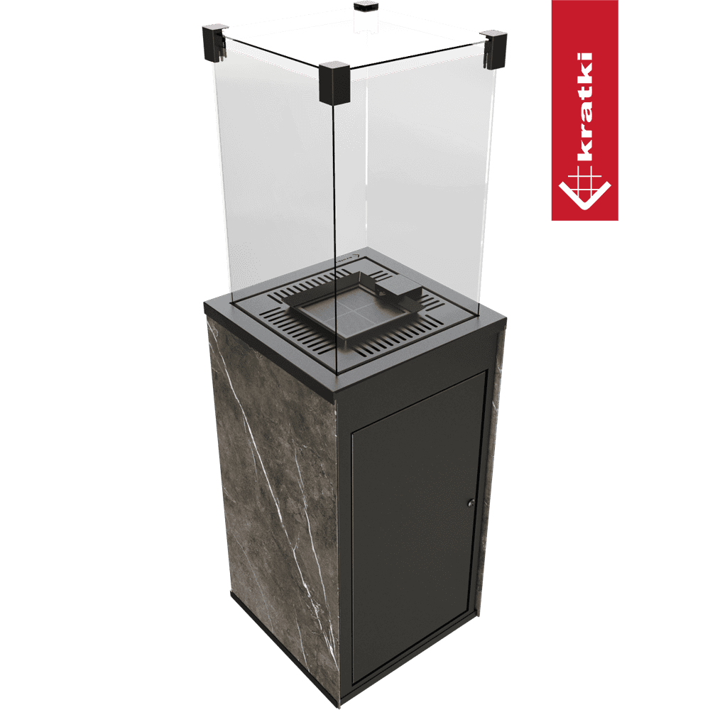 Kratki Terrassenheizer Patio Mini Quarzsinter Nat Pietr Grey automatische Steuerung 8,2kW