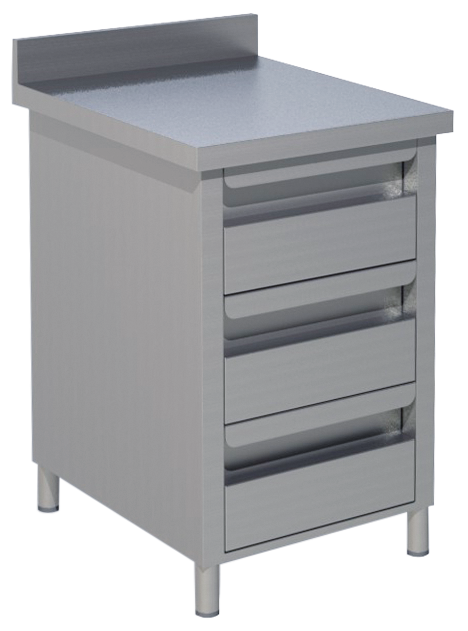 KBS Gastrotechnik Schubladenschrank 3 Schubladen BxT 50x60cm Aufkantung