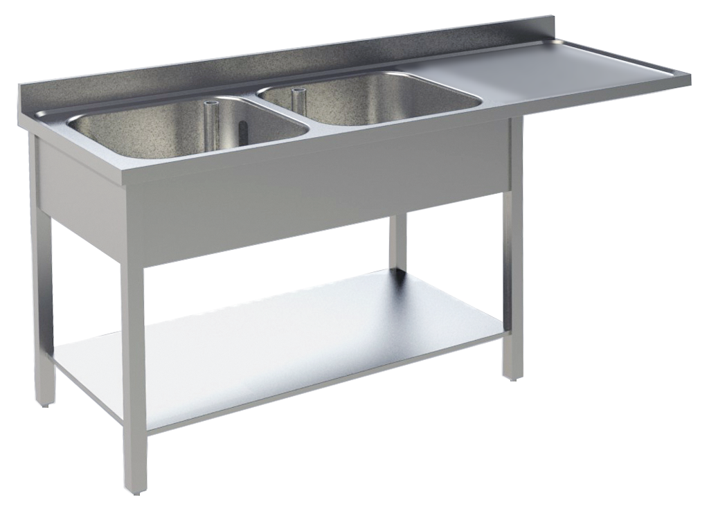 KBS Gastrotechnik Spülcenter B 160cm - 2 Becken links - mit glatter Ablagefläche