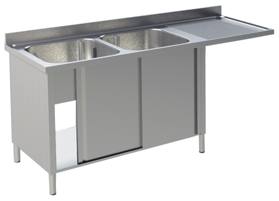 KBS Gastrotechnik Spülcenter 2 Becken links Breite 160cm