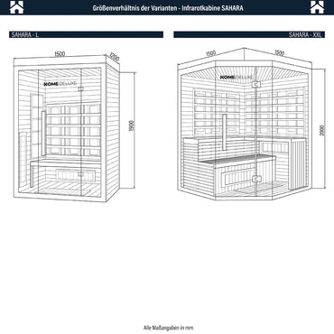 Home Deluxe Infrarotkabine mit Vollspektrumstrahler SAHARA L - 150 x 120 cm für 3 Personen