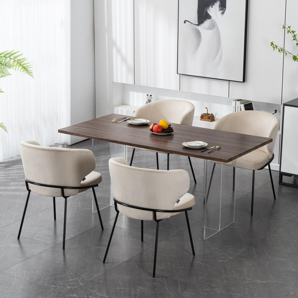 Home Deluxe Esszimmerstuhl AMARA Samt - 9er Set Beige