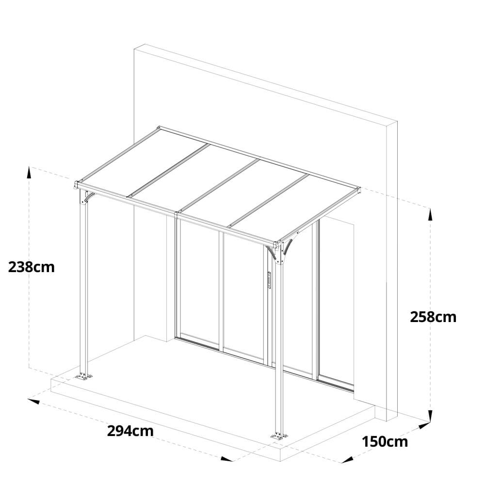 Home Deluxe Vordach Haustür CUBIS L - 294 x 150 cm Anthrazit