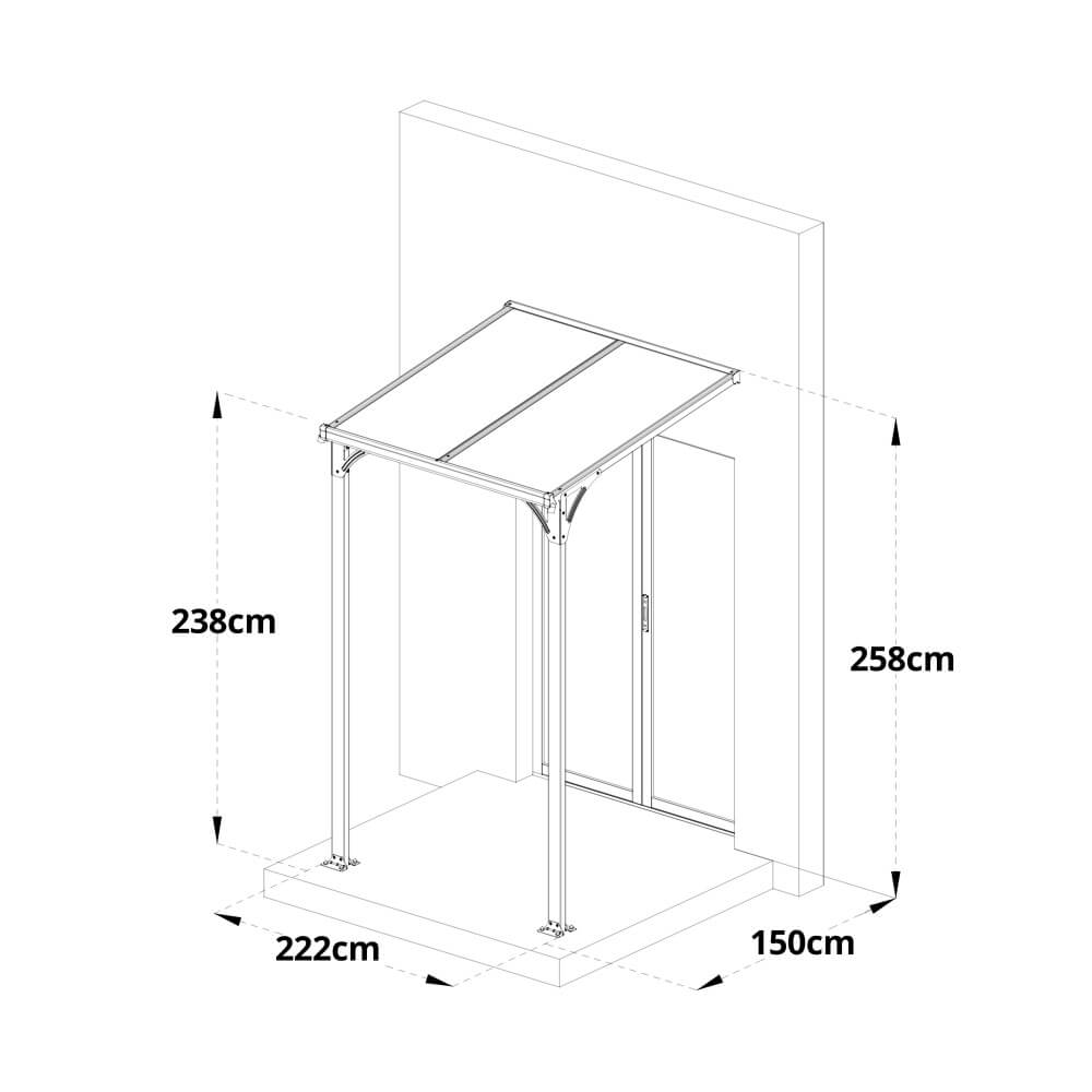 Home Deluxe Vordach Haustür CUBIS M - 222 x 150 cm Anthrazit
