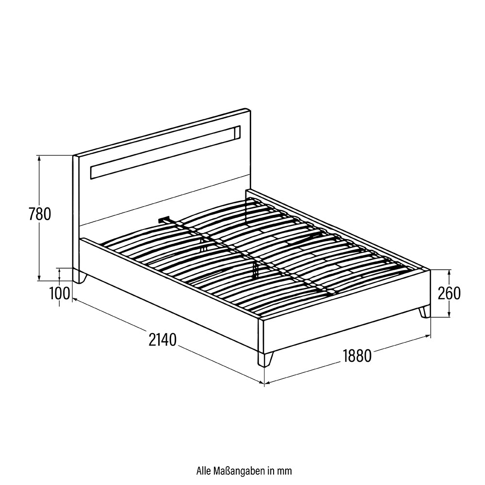Home Deluxe LED Bett ASTRO mit Matratze -180 x 200 cm Weiß