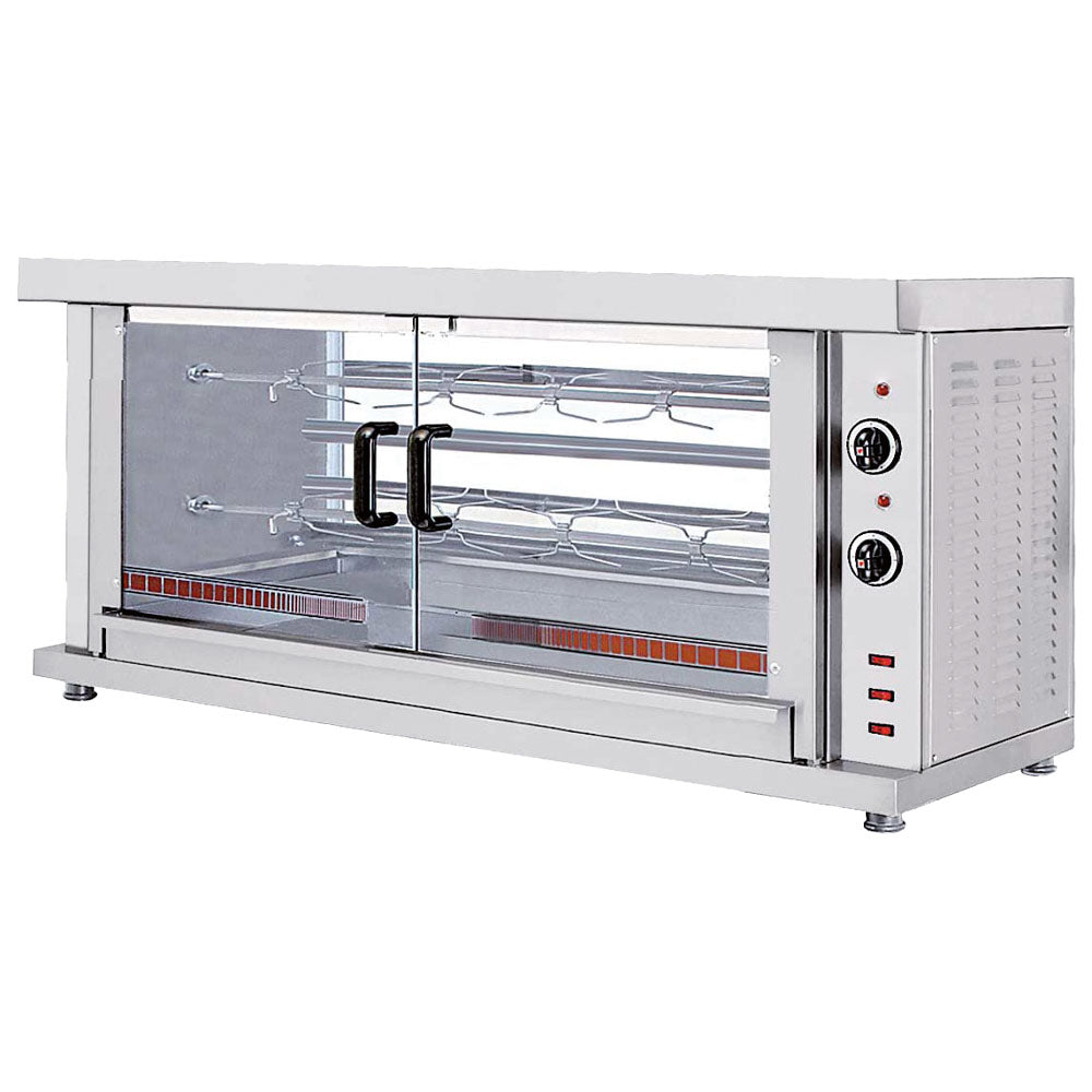 Virtus Elektro-Hähnchengrill mit Beleuchtung, 2 Spieße für 8-10 Hähnchen
