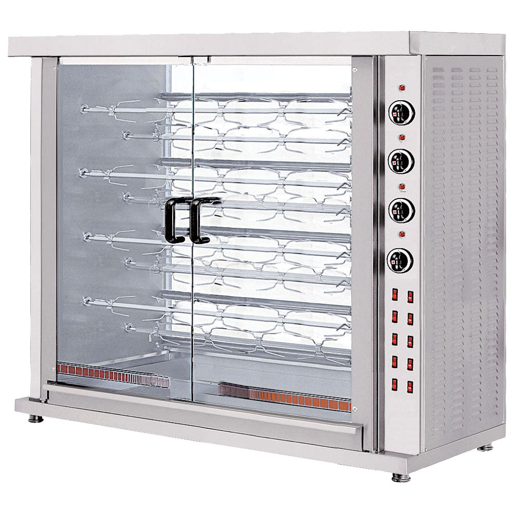 Virtus Elektro-Hähnchengrill mit Beleuchtung, 9 Spieße für 36-45 Hähnchen