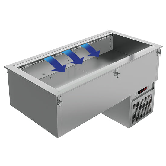 Virtus Einbau-Kühlwanne mit Umluftkühlung, 4x GN 1/1 H=200 mm