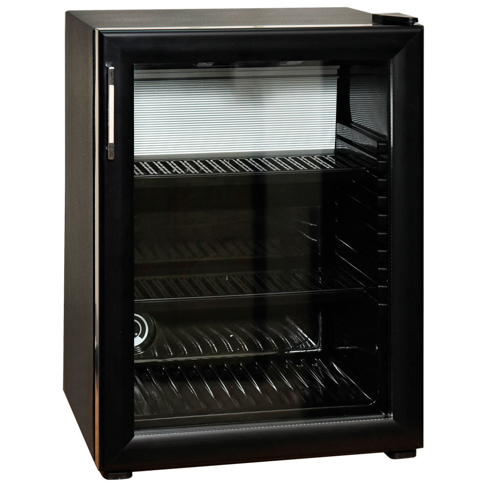 Virtus Minibar mit 2 Regalböden und Glastür, schwarz, +4°/+14°C, 40 Liter