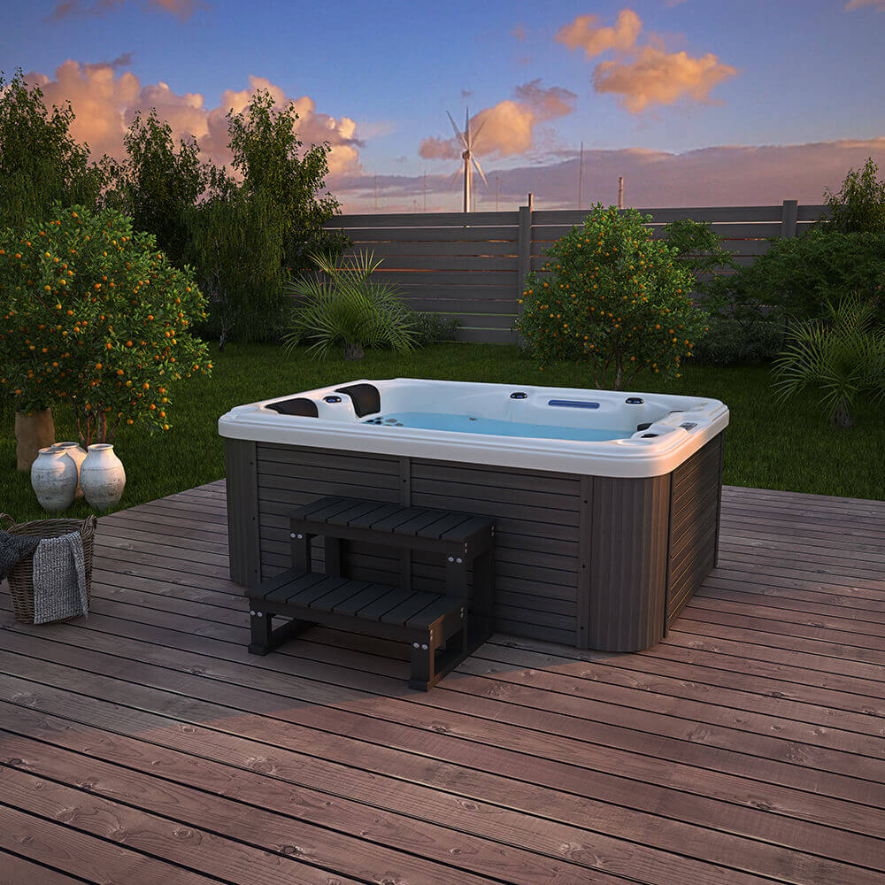 Home Deluxe Outdoor Whirlpool BEACH - Mit Treppe und Thermoabdeckung