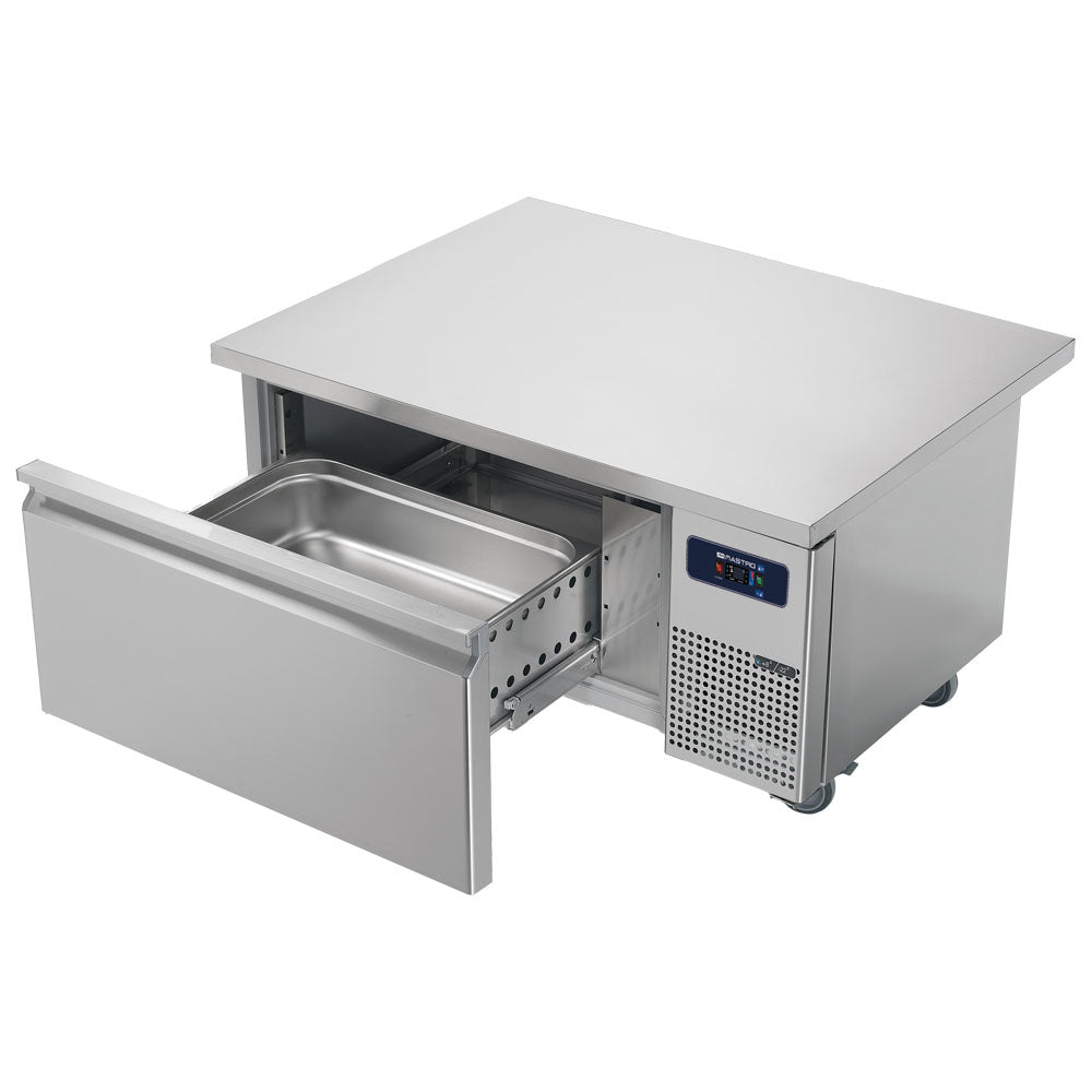 Virtus Kühlunterbau mit 1 Schubladen GN 2/1 H=150 mm für Kochgeräte, B=1200 mm - Arbeitsplatte 900 mm tief