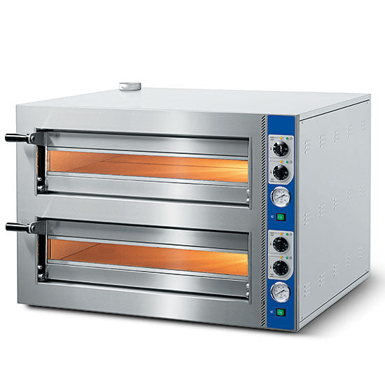 Virtus Elektro-Pizzaofen für 4+4 Pizzen ø 350 mm, mechanische Bedienung