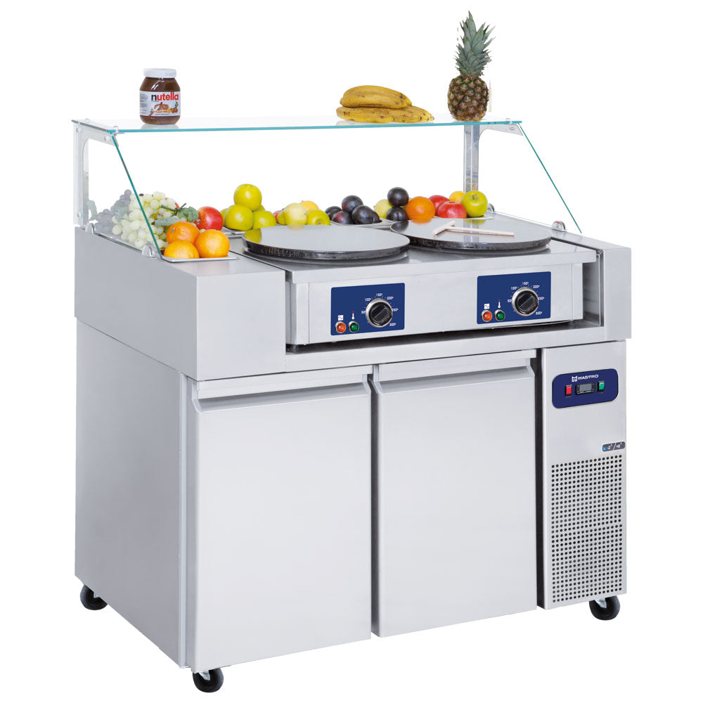 Virtus Kühl-Vorbereitungstisch 2 Türen GN 1/1 mit Glasaufsatz, 9x GN 1/6 H=150 mm, -2°/+8°C