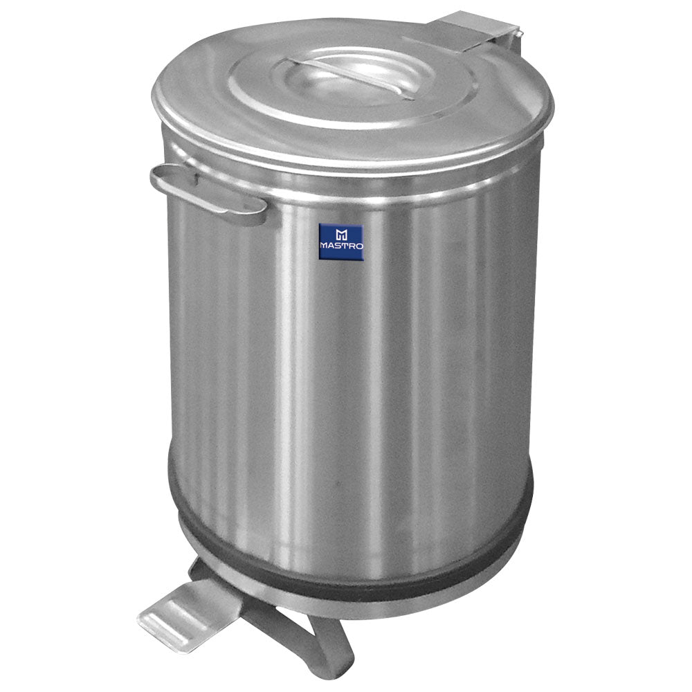 Virtus Abfalleimer in Edelstahl auf Rädern mit Fußbedienung, 50 Liter