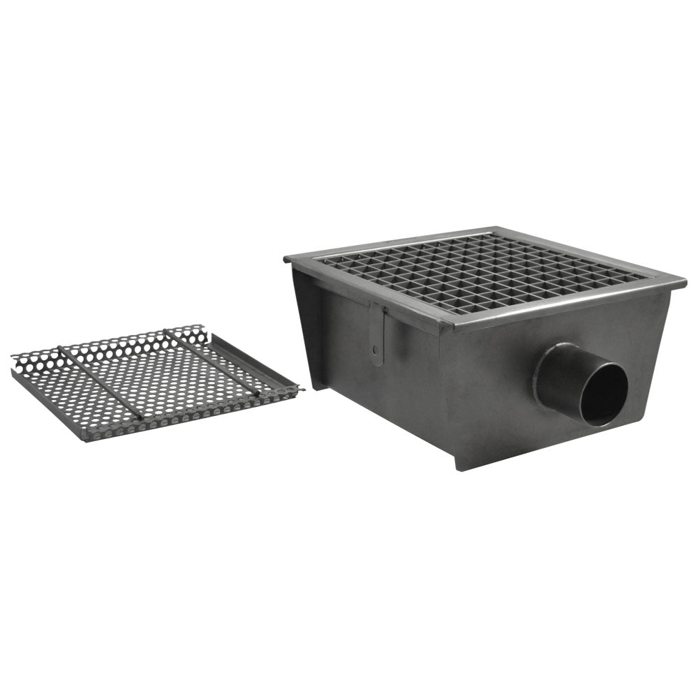 Virtus Bodenablaufrinne mit horizontalem Auslauf ø 50 mm und Sieb, 300x300x110 mm