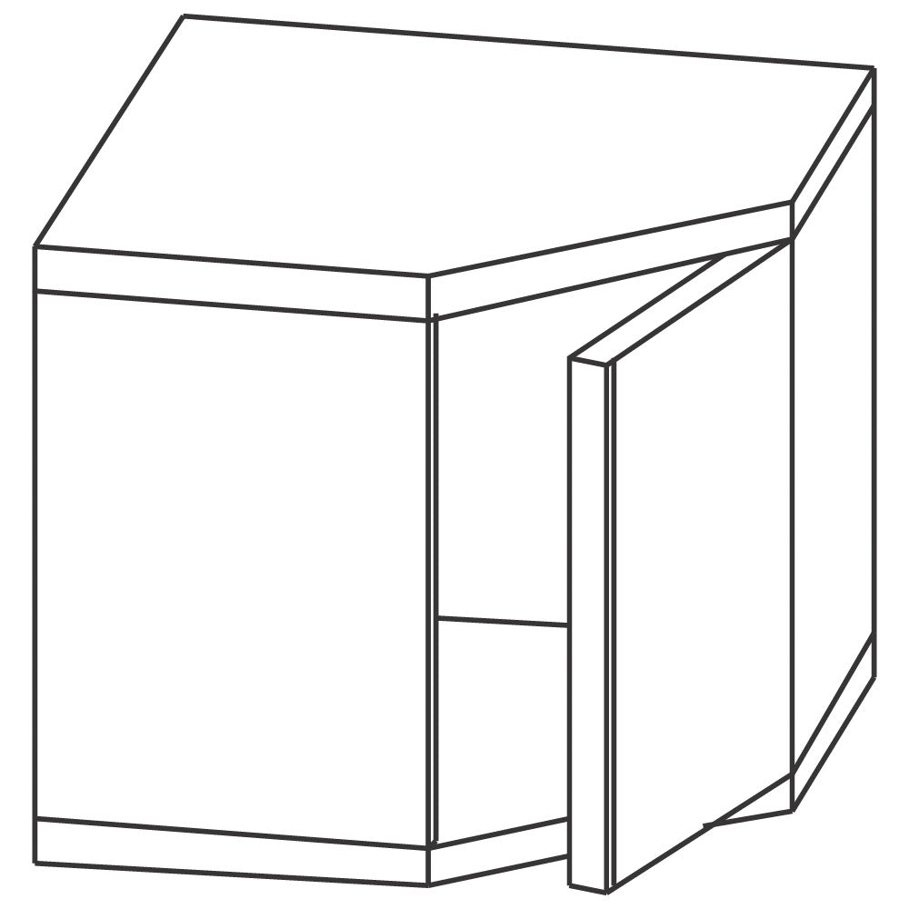 Virtus Wandhängeschrank, Eckmodell, mit Tür, 700x700 mm