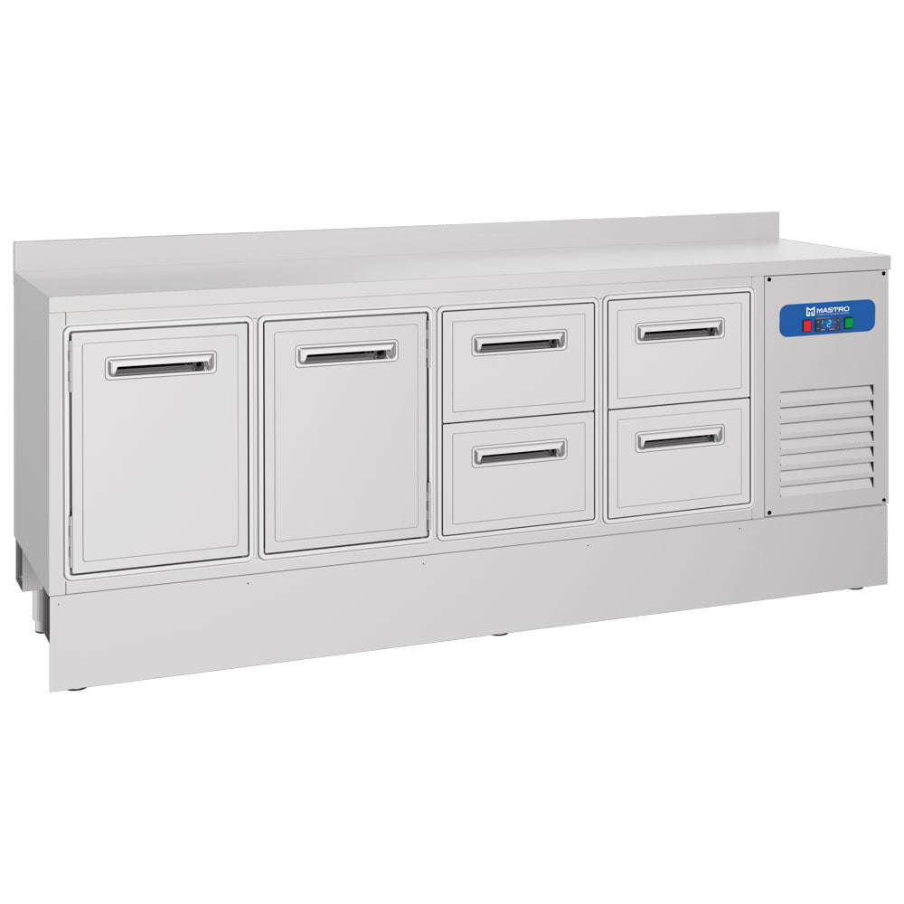 Virtus Barkühltisch mit 2 Türen und 4 Schubladen, 2335x700 mm, 645 Liter, -2°/+8°C