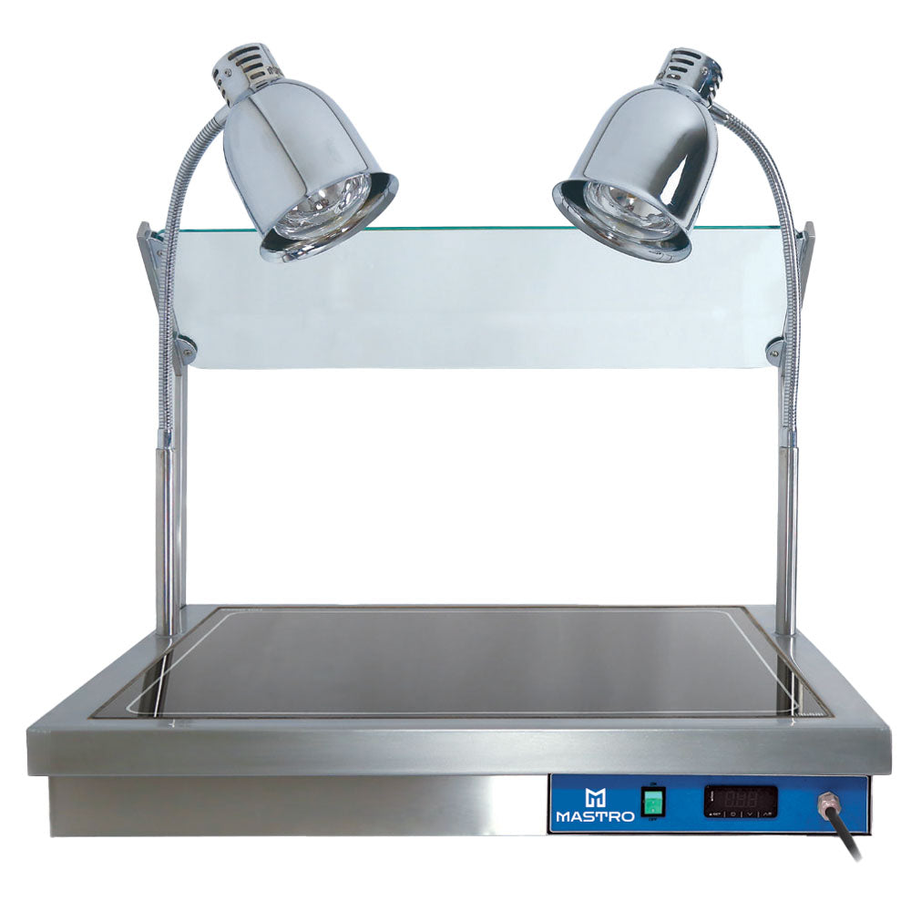 Virtus Tranchierplatte mit Hustenschutz, 2x GN 1/1 mit 2 Halogenlampen