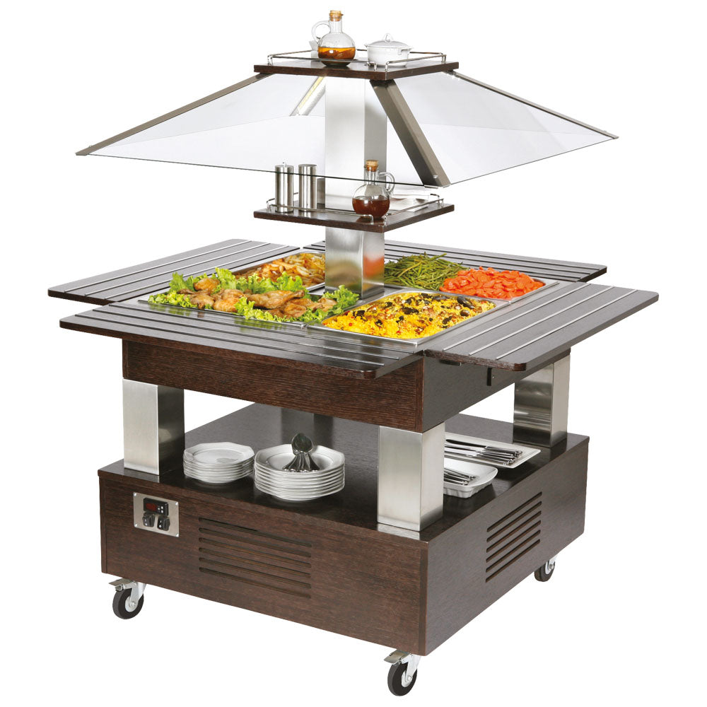 Virtus Bainmarie-Buffet, Inselmodell, 4x GN 1/1 H=150 mm, Haube nicht absenkbar