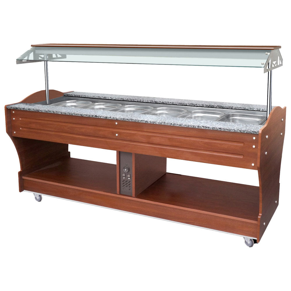 Virtus Bainmarie-Buffet, Inselmodell, 6x GN 1/1 H=150 mm, Haube nicht absenkbar