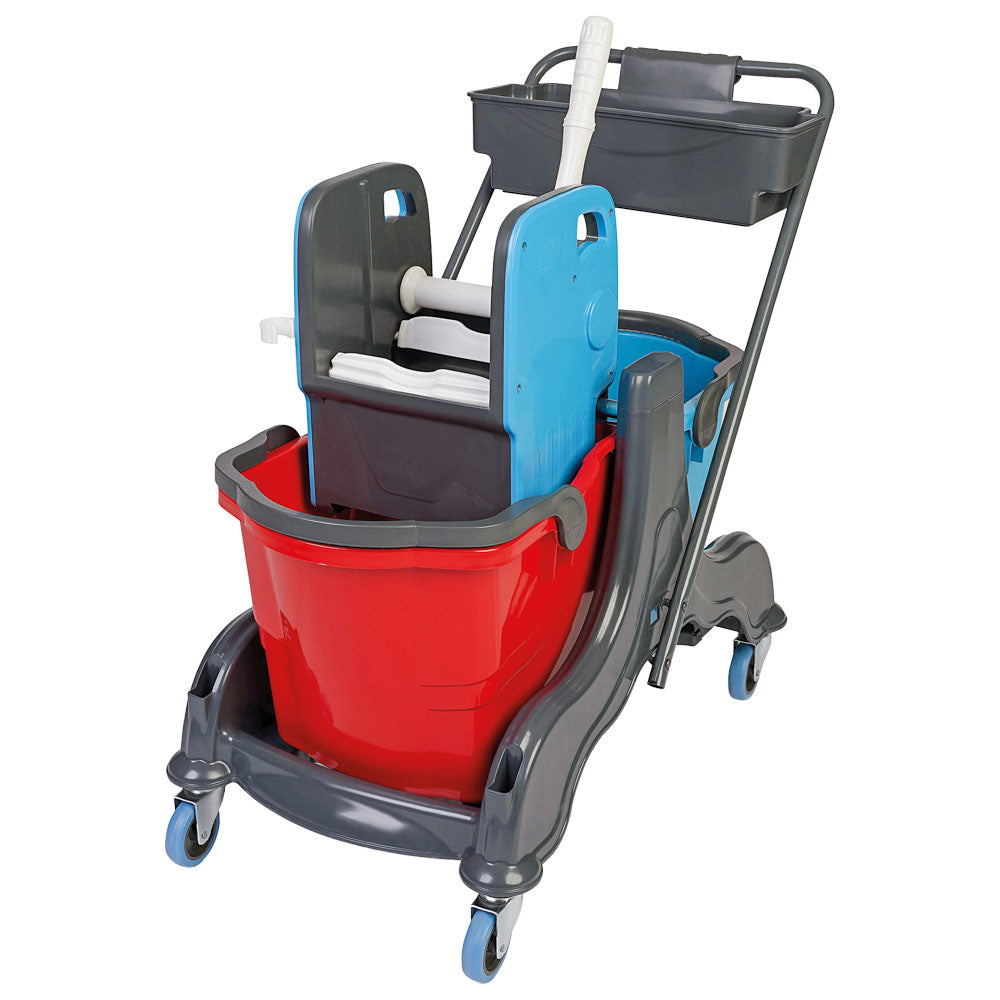 Virtus Moppwagen 2x 25 + 2x 5 Liter mit Utensilienregal