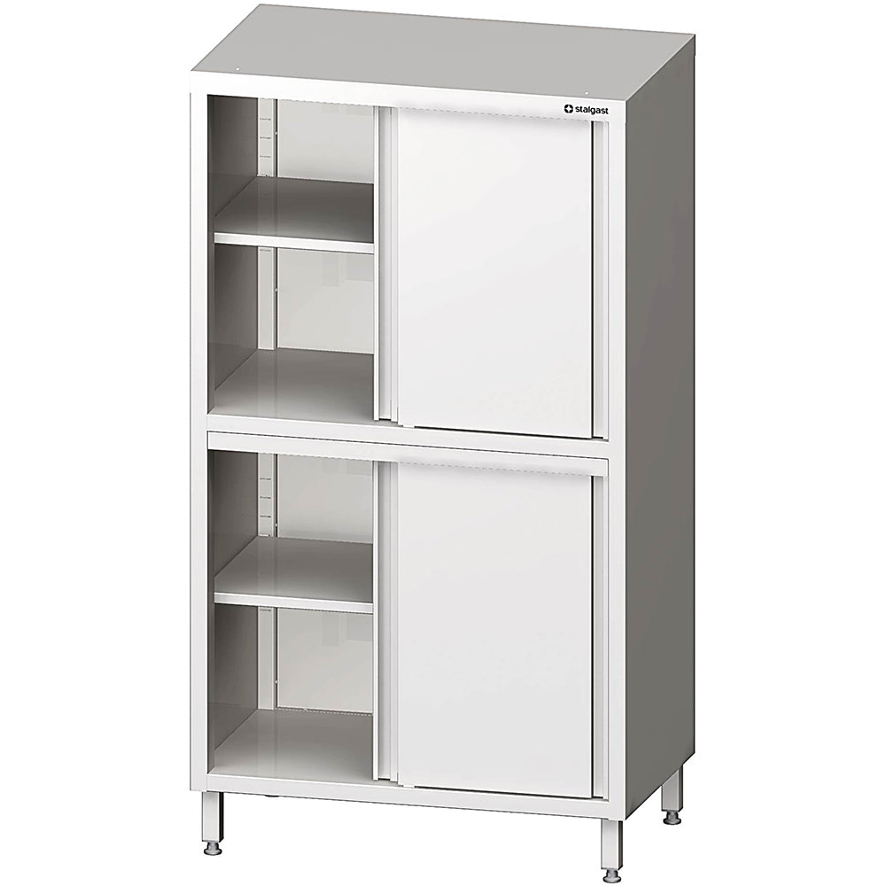 Stalgast Hochschrank mit Schiebetüren, 1200x700x1800 mm, mit zwei Schrankräumen, verschweißt