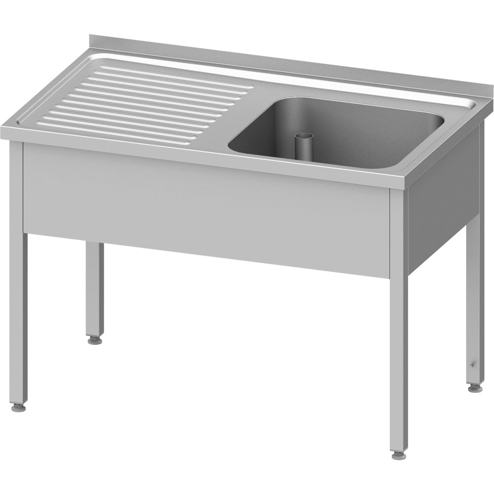 Stalgast Spültisch ohne Grundboden 1200x600x850 mm, mit einem Becken rechts, mit Aufkantung, verschweißt