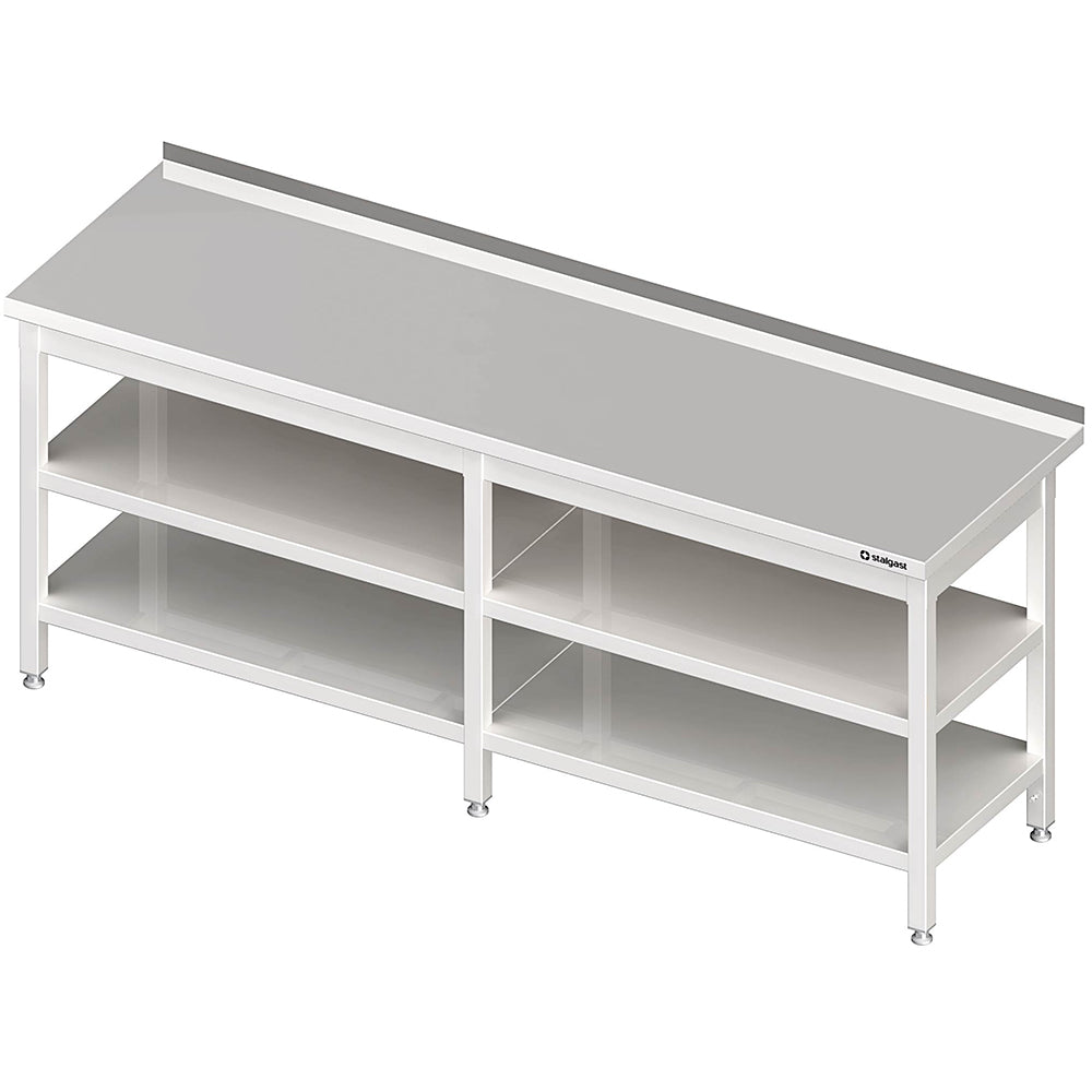 Stalgast Arbeitstisch mit Grund- und Zwischenboden, 2000x600x850 mm, mit Aufkantung, verschweißt