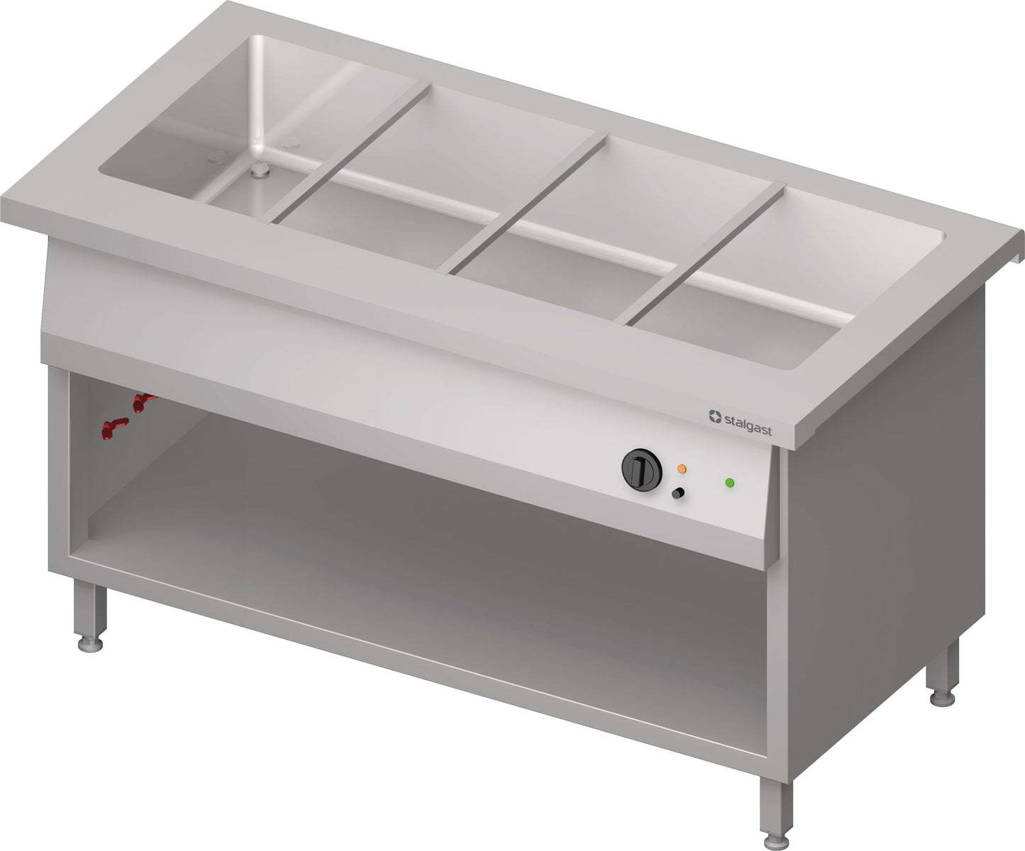 Stalgast Bain-Marie-Station "Free Flow" mit einem Becken 4x GN1/1, 1465x750x880 mm Edelstahlabdeckung