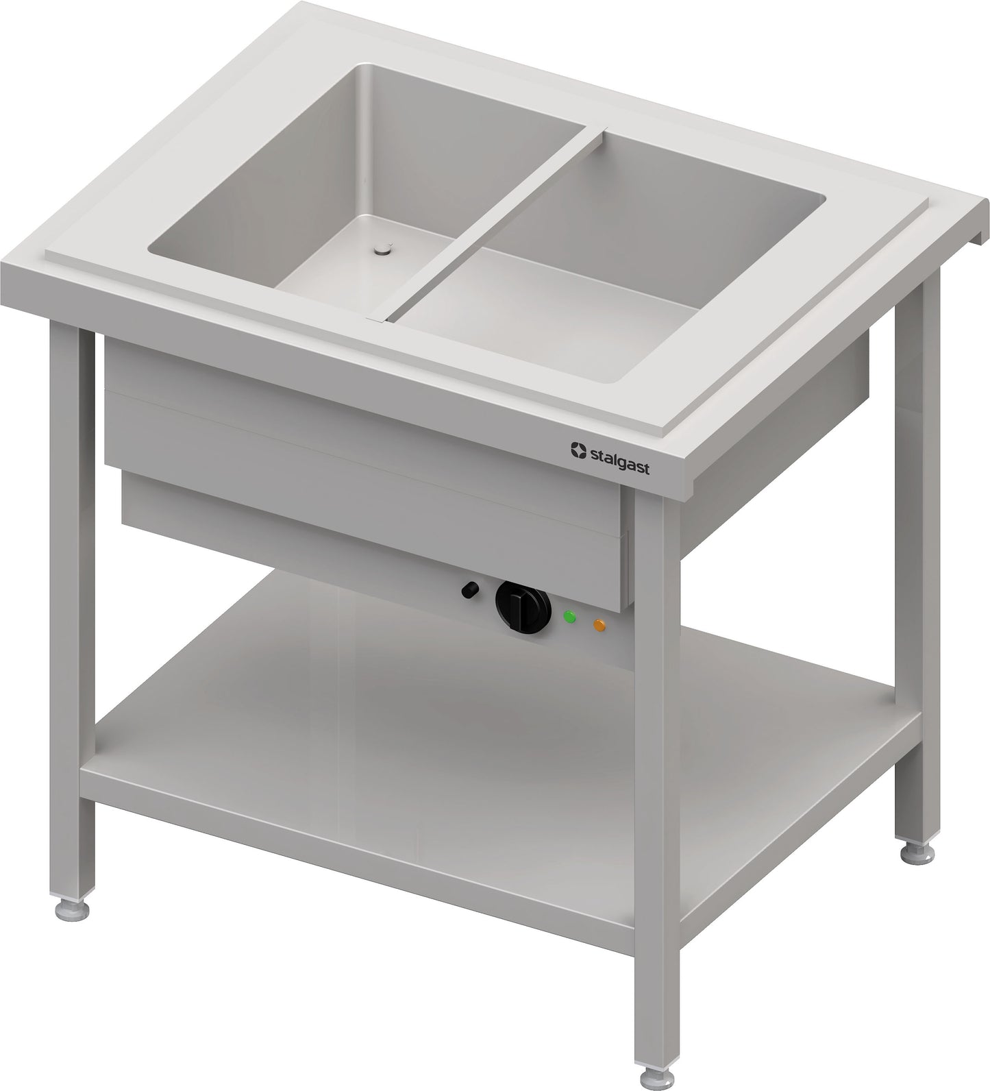 Stalgast Warmausgabe mit einem Bain-Marie-Becken 2x GN1/1, 920x750x880, Edelstahlabdeckung
