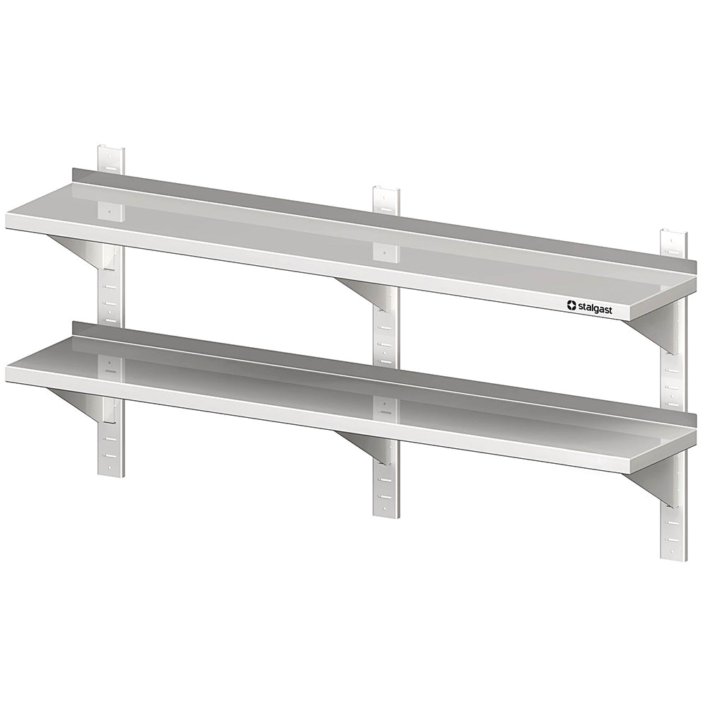 Stalgast Doppel-Wandbord mit Konsolen, und Wandschienen, 1600x400x660 mm, höhenverstellbar, verschweißt
