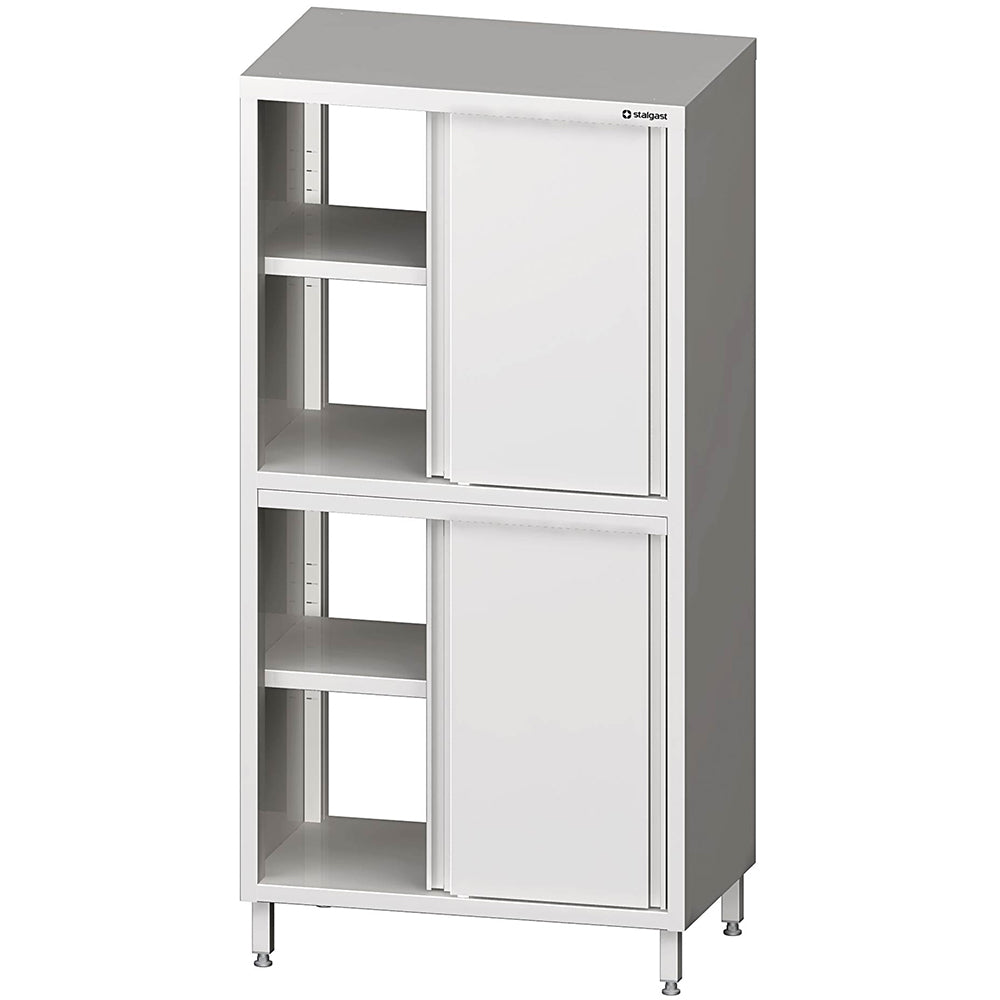 Stalgast Durchreiche-Hochschrank mit Schiebetüren, 900x700x2000 mm, mit zwei Schrankräumen, verschweißt