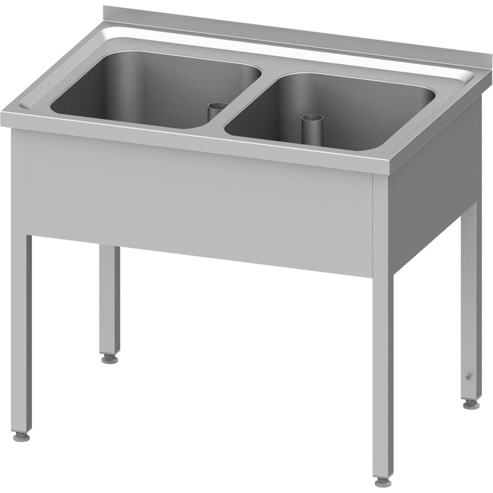 Stalgast Spültisch ohne Grundboden 1000x700x850 mm, mit zwei Becken mit Aufkantung, verschweißt