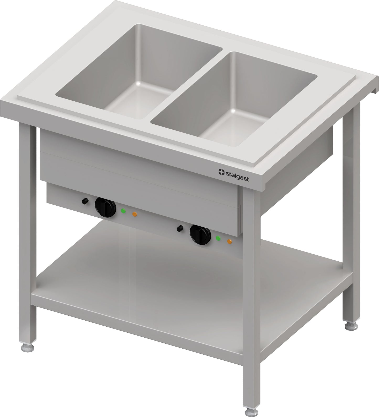 Stalgast Warmausgabe mit Bain-Marie 2x GN1/1 Einzelbecken, 920x750x880, Edelstahlabdeckung