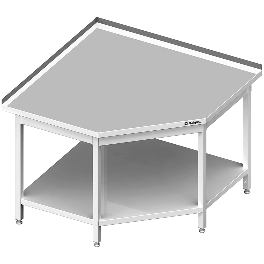 Stalgast Eckarbeitstisch mit Grundboden, 1200x1200x850 mm (Anbau: 700/600 mm), mit Aufkantung, verschweißt