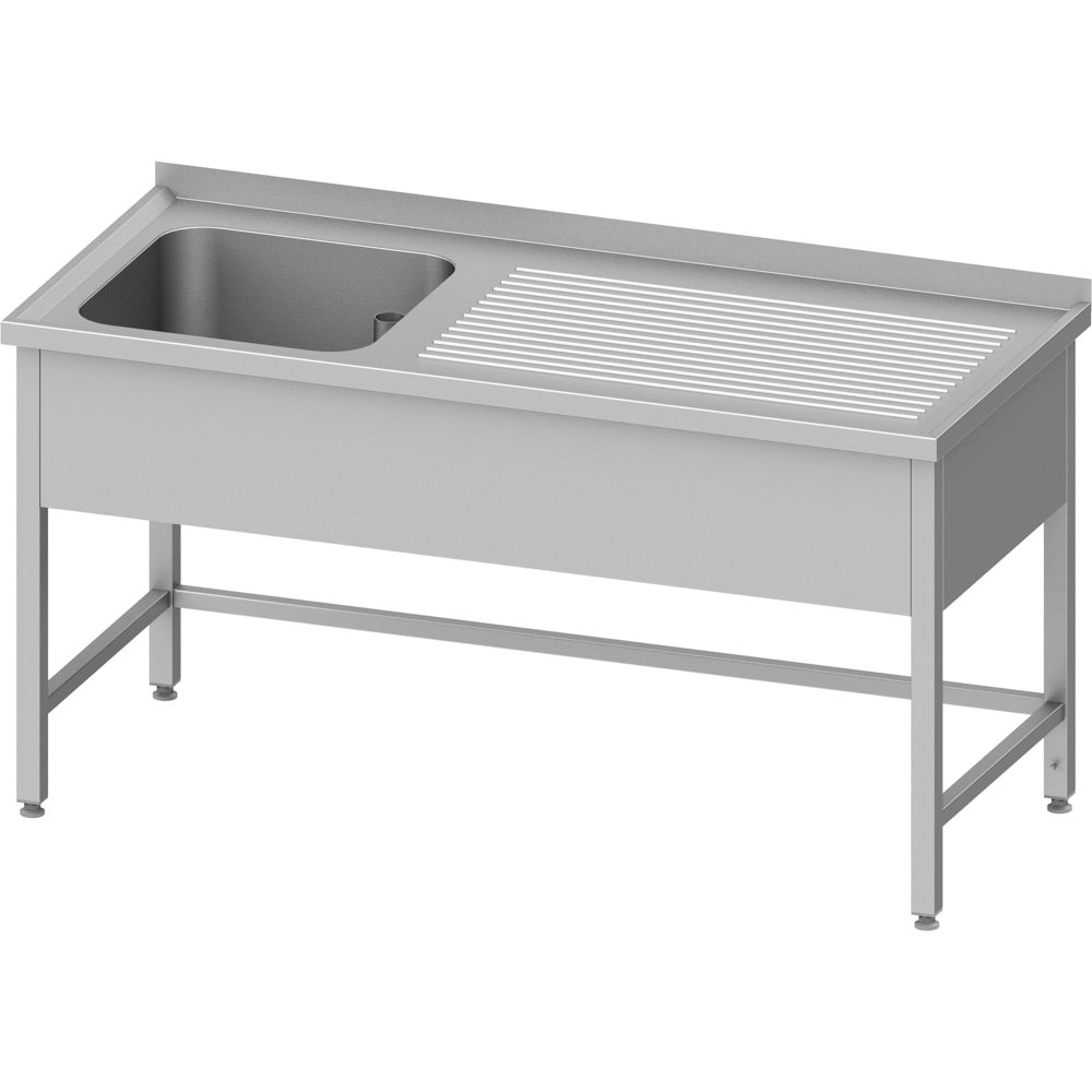 Stalgast Spültisch ohne Grundboden, 1700x600x850 mm, mit einem Becken links, mit Aufkantung, verschweißt