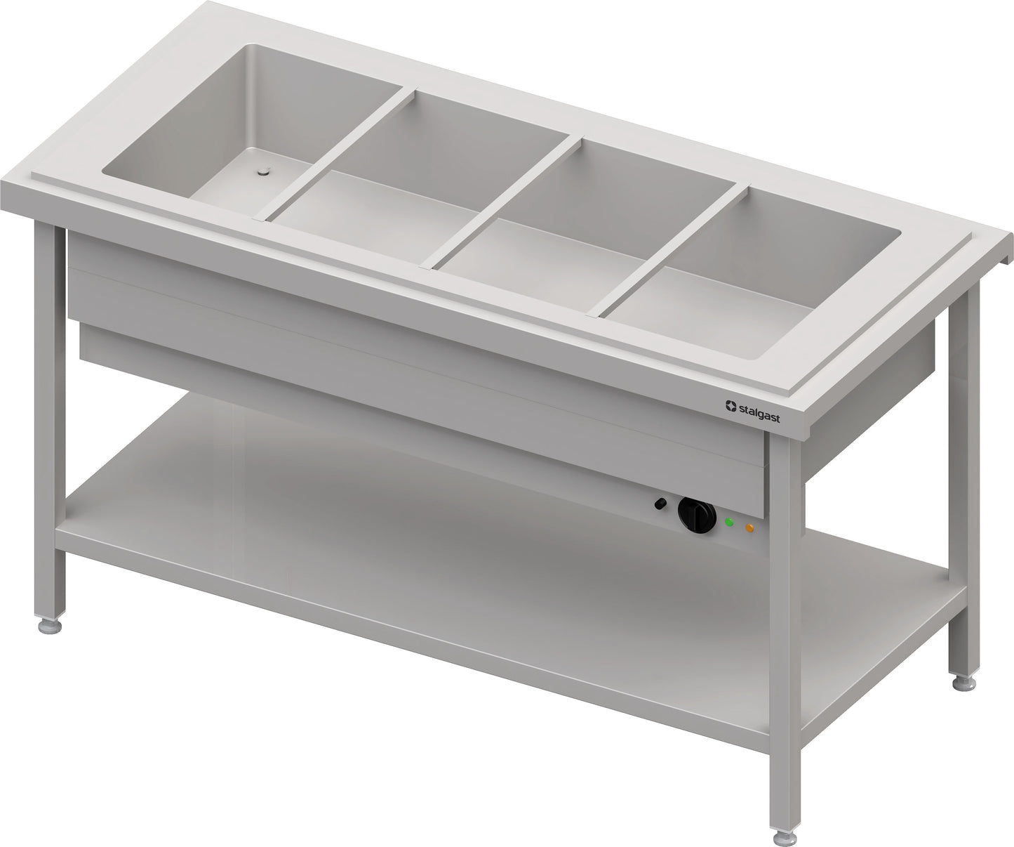 Stalgast Warmausgabe mit einem Bain-Marie-Becken 4x GN1/1, 1570x750x880, Edelstahlabdeckung