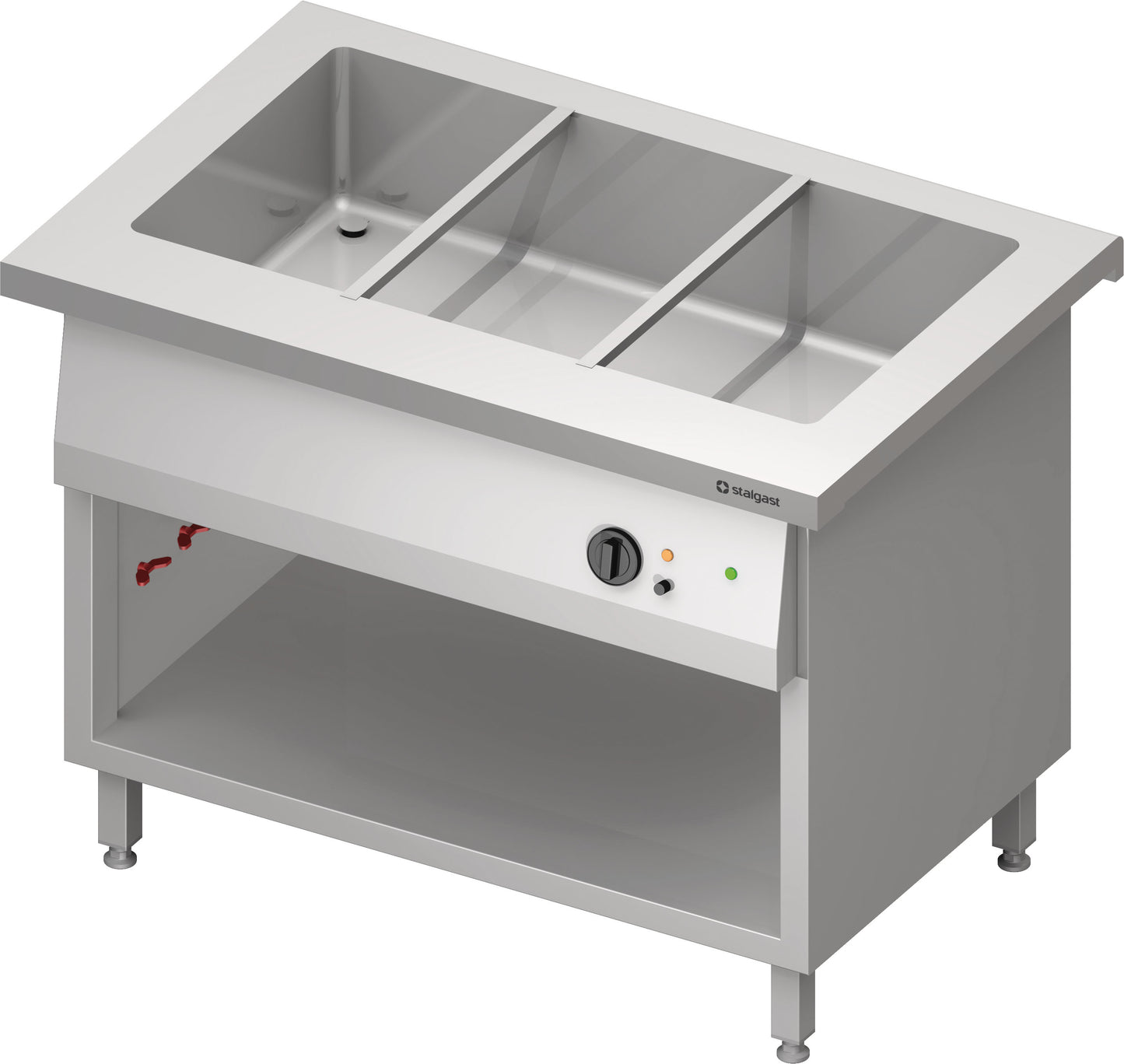 Stalgast Bain-Marie-Station "Free Flow" mit einem Becken 3x GN1/1, 1132x750x880 mm Edelstahlabdeckung