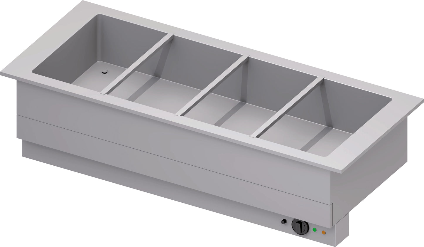 Stalgast Bain-Marie-Becken "Drop-In" 4xGN 1/1, 1480x620x390 mm Edelstahlabdeckung