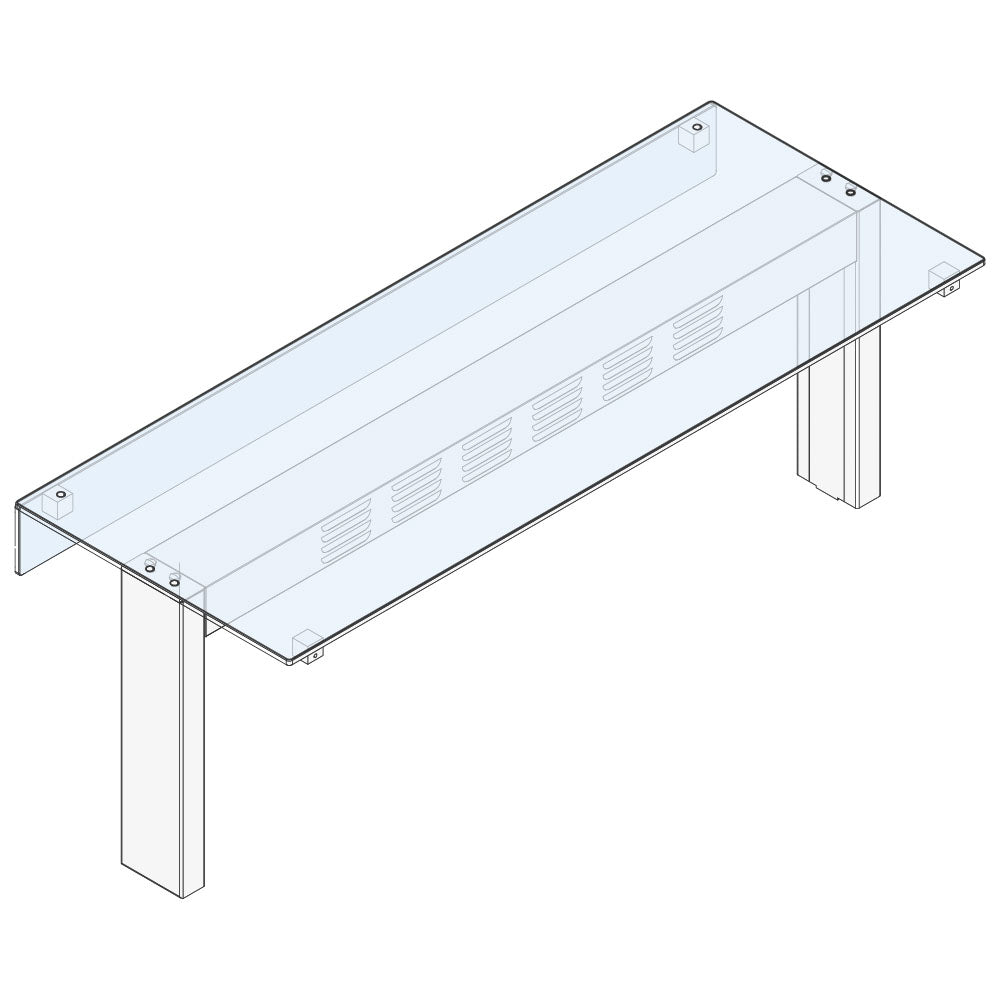 Virtus Ausgabeaufsatz 1 Ebene mit geradem Glas, 1710x450 mm