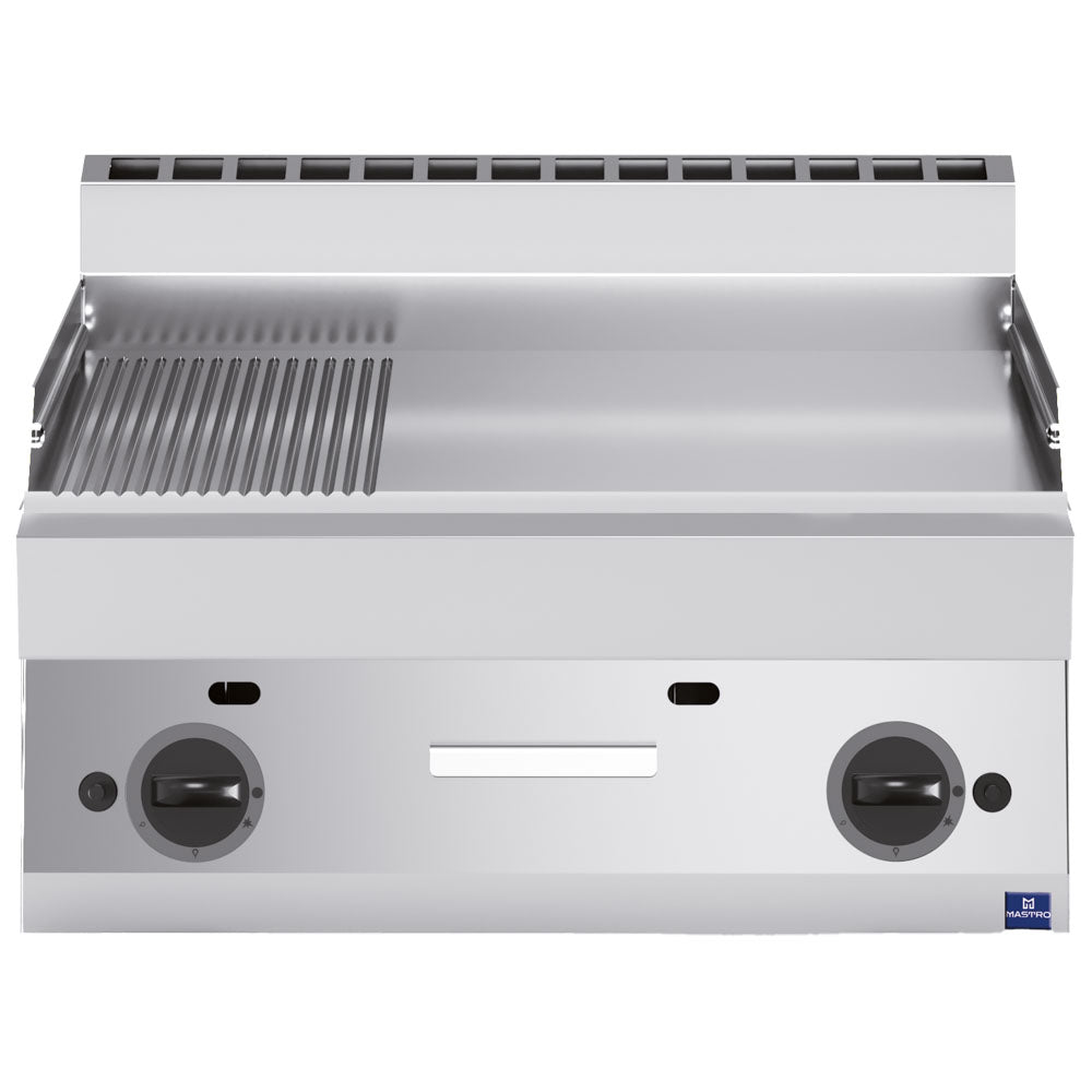 Virtus Gas-Grillplatte, Tischmodell, 1/3 gerillt und 2/3 glatt