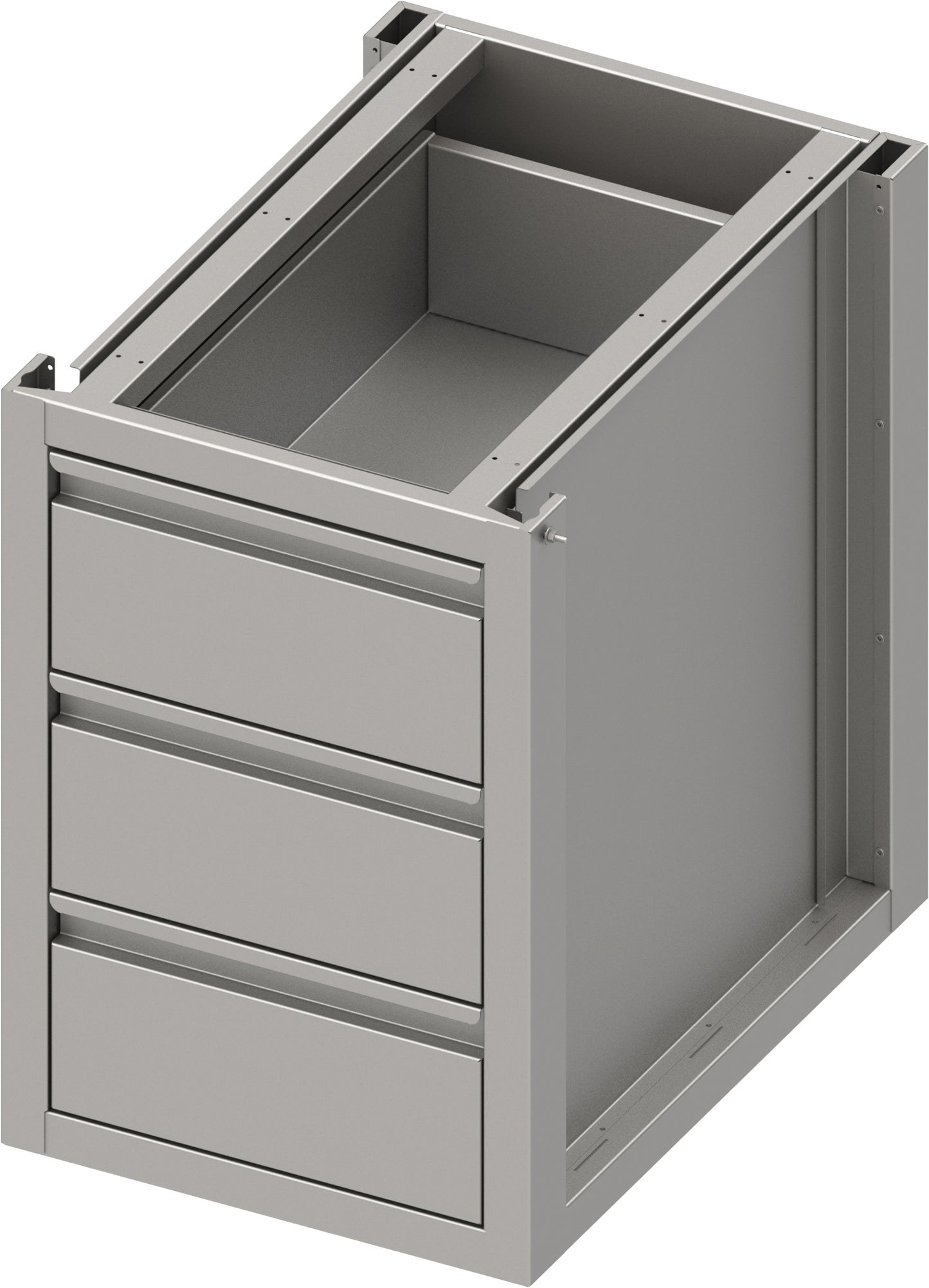 Stalgast Unterschrank Boxversion 2.0, für Beine/Sockelrahmen, mit drei Schubladen 450x640x660 mm