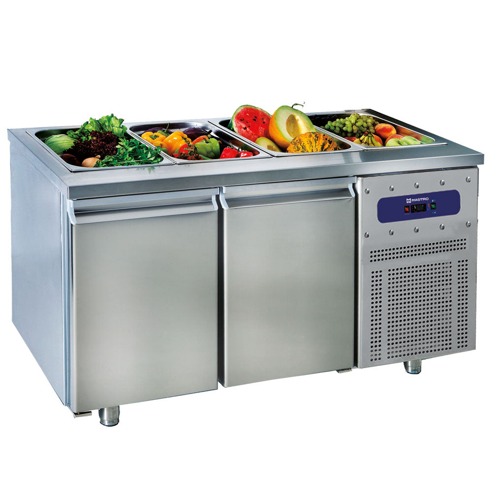 Virtus Saladette mit 2 Türen GN 1/1, 4x GN 1/1 H=150 mm, -2°/+8°C
